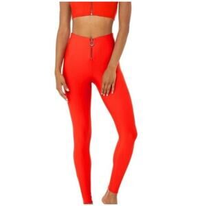 ALO YOGA Large High Waist FAST Zip Up AIRLIFT Legging Cherry Red Athleisure